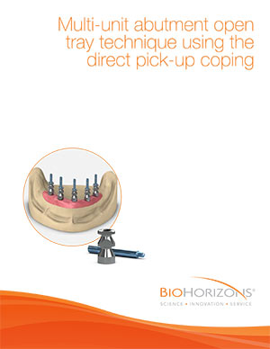 Multi-unit abutment open tray technique using the direct pick-up coping